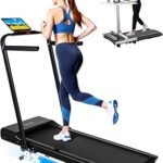 DeerRun Walking Pad Treadmill with Incline and Handle Bar, 4-in-1 Foldable Under Desk Treadmills for Home Small or Office, 300 lbs Capacity 3.0 HP Folding Portable Walking Pad with APP