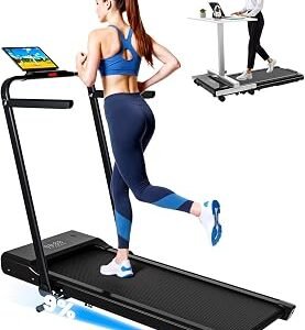 DeerRun Walking Pad Treadmill with Incline and Handle Bar, 4-in-1 Foldable Under Desk Treadmills for Home Small or Office, 300 lbs Capacity 3.0 HP Folding Portable Walking Pad with APP
