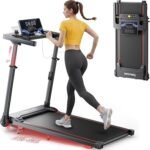 TOPUTURE Walking Pad with Adjustable Handle Bar & Incline, Foldable Treadmills for Home, Portable Walking Pad with Desk, LED Display & App and Remote Control