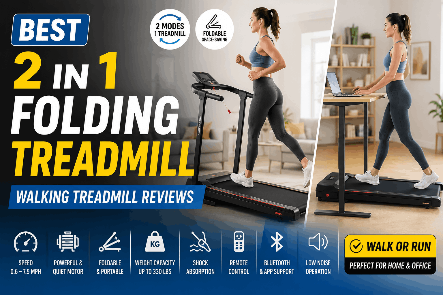 2 in 1 Folding Treadmill